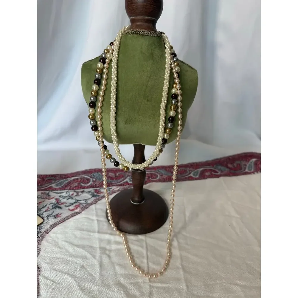 Vintage Faux Pearl Jewelry Lot Marvella Japan Necklaces Earrings Mid Century - Picture 10 of 14